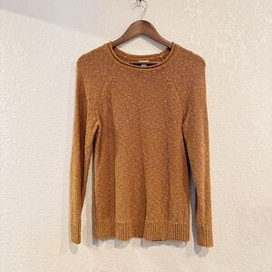 L.L. Bean Women’s Cotton Sweater Pullover Slub Rollneck Size Small Brown Orange